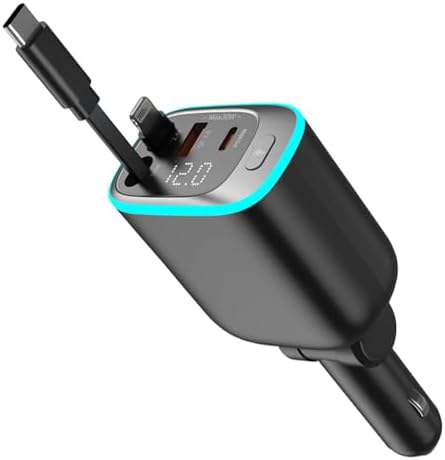 90 W Retractable USB-C Car Charger Adapter – Fast Charging, Universal Compatibility & Clutter-Free Design for Effortless Travel – Ideal Gift for Tech Enthusiasts and Daily Commuters