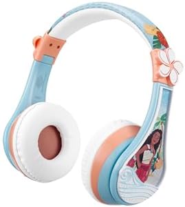 Moana-Inspired Kids Bluetooth Headphones – Over-Ear Comfort with Built-in Microphone and Auxiliary Cord – Ideal for School, Travel, and Home Audio – Superior Sound Quality and Enhanced Connectivity for Young Disney Fans