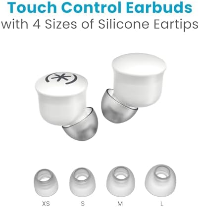 Speck Gemtones Wireless Earbuds – Bluetooth 5.3 Headphones with 28 Hours of Battery Life, USB-C Charging & Custom EQ App for i Phone & Android Users – Stylish White Album Design with Two-Year Warranty for Ultimate Audio Experience