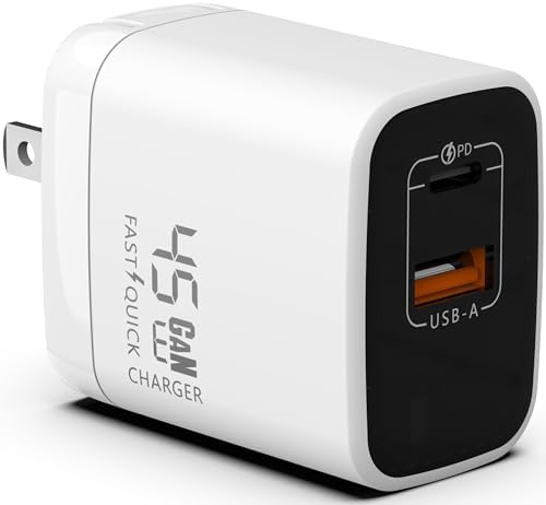 67 W Ga N Dual USB-C & USB-A Charger – Ultra-Compact Power Adapter for Fast Multi-Device Charging – Ideal Travel Companion for Laptops, Smartphones, and Tablets – Sleek White Design for Maximum Compatibility and Efficiency