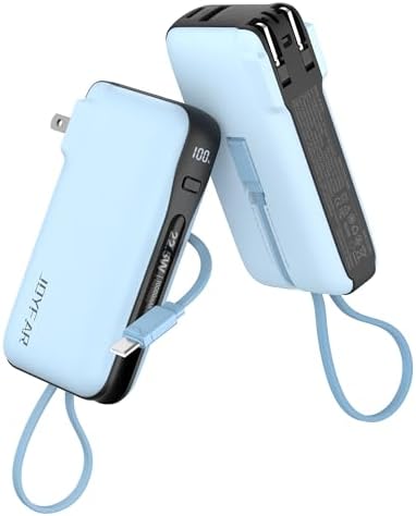 Ultimate 10,000 m Ah Portable Charger with Built-in USB-C Cable & Plug – Fast 22.5 W Power Bank for Seamless Charging of i Phone 16/15, Samsung Galaxy & i Pad – Compact Travel Essential with Triple Output Ports for Maximum Device Compatibility