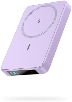Ultra-Slim Magnetic Portable Charger 10800 m Ah Power Bank with LCD Display – Fast 20 W PD USB-C Input/Output, Wireless Charging for Mag Safe-Compatible i Phones Including 16/15/14/13 Series – Lightweight Travel Essential for On-the-Go Power