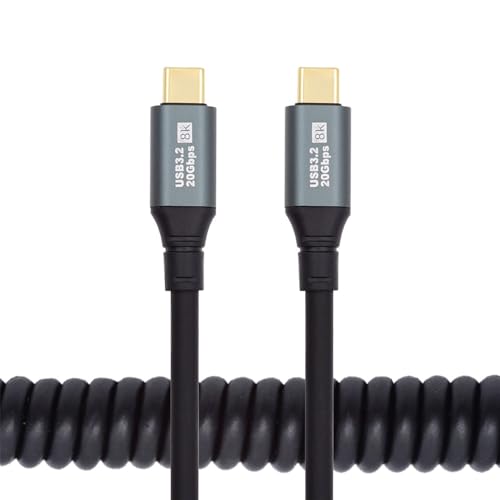 Revolutionary xiwai USB4 Type-C Male to Male Extension Cable – 20 Gbps Data Transfer with 100 W Power Delivery, 8 K Video Output, Coiled Design for Maximum Space Efficiency, and Angled Connector for Seamless Access in Compact Areas – Perfect for Laptops, Tablets, and Modern Tech Environments