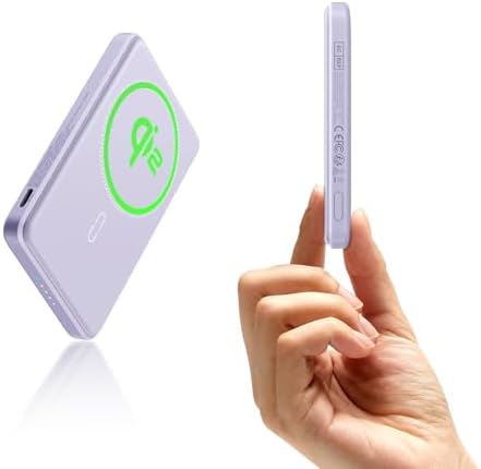 Ultra-Compact ESR Mag Safe Power Bank – 5,000 m Ah Fast Charging Battery Pack with Qi2 Certification – Slim 0.55 in Design for i Phone 16/15/14/13/12 – 15 W Wireless & 20 W USB-C Charger with Cable – Essential Travel Accessory for On-the-Go Power
