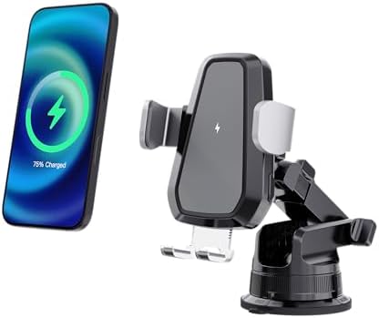 Sleek Silver 3-in-1 Wireless Car Charger & Phone Mount – Effortless Fast Charging for i Phone 16/15/14/13/12/11 & Samsung Galaxy S23/S22/S21/S20/S10+/S9+/Note 9 – Auto-Clamping Design for Safe, One-Handed Operation & Adjustable Viewing Angles