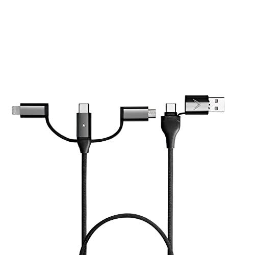 Futurizta Tech Zeus-X Enhanced 6-in-1 Universal Multi Cable – Compact 0.65 ft Fast Charging Solution for Laptops and Smartphones with 60 W PD & 27 W QC3.0, Military-Grade Durability, Braided Design & LED Indicator, Includes Organizer Strap for Efficient Storage and Travel