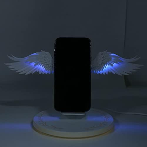 Elevate Your Charging Experience with the 10 W Angel Wing Wireless Charging Stand – Fast, Chic, and Universally Compatible with All Phones – Features Overload Protection and 7 Customizable Color Schemes for Ultimate Personalization