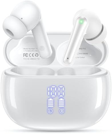 Mint Green Bluetooth Earbuds with Superior Deep Bass – 40-Hour Playtime, IPX7 Waterproof for Ultimate Durability, Built-in Mic for Hands-Free Calls, Power Display for Continuous Monitoring – Ideal for Active Lifestyles and Daily Use with Seamless Compatibility Across All Devices
