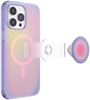 Pop Sockets i Phone 14 Pro Case with Integrated Slidable Grip & Kickstand – Pink Opalescent – Ultimate Wireless Charging Compatibility, 10 ft Drop Protection, and Easy Mag Safe Integration for Enhanced Mobile Experience