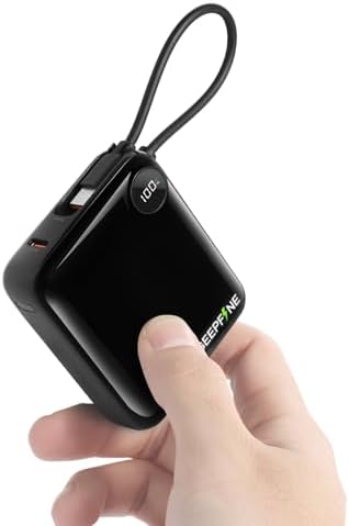 Compact 10,000 m Ah Power Bank with Integrated Charging Cable – 20 W PD Fast Charger for i Phone, Samsung, Google, Lenovo – Ultimate Travel-Ready Mini Portable Power Solution for On-the-Go Charging Needs