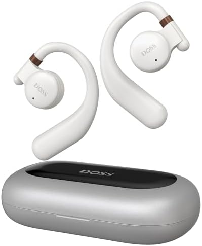 DOSS Open Ear True Wireless Headphones – Superior Sound & Clear Calls | 30-Hour Playtime | Lightweight Earbuds with Rotatable Hooks for Ultimate Comfort | Bluetooth 5.3 for Seamless Connectivity | Ideal Workout Companion for Active Lifestyles