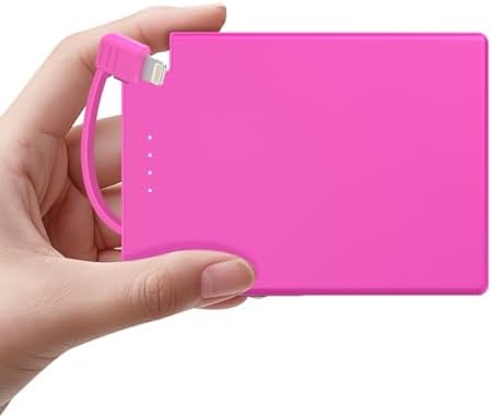 TNTOR Ultra-Slim Travel Power Bank with Integrated Lightning Cable – 3500 m Ah Portable Phone Charger for i Phone 14/13/12/11/X/8 Series, Perfect for On-the-Go Charging with Enhanced Compatibility and Fast Power Delivery