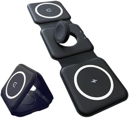 3-in-1 Wireless Charging Station with Adapter – Rapid Charge for i Phone 15/14/13/12/11, Air Pods Pro/2/3, and i Watch Ultra/8/7/6/5/4/3/2/SE – Sleek, Space-Saving Design with Safety Features for Effortless Powering of Multiple Devices at Once