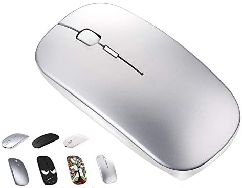 Sleek Silver Bluetooth Wireless Mouse for Mac Book & i Pad – Rechargeable, Silent Click Technology for Ultimate Comfort & Precision – Ideal Accessory for On-the-Go Productivity and Seamless Device Compatibility