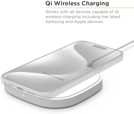 Pure Gear 15 W Qi-Certified Fast Wireless Charging Pad – Effortless Power for i Phone 15, Galaxy S24 & More – Includes AC Adapter & 4 ft USB-C Cable – Sleek Design, Universal Compatibility & Lifetime Coverage for Reliable Performance