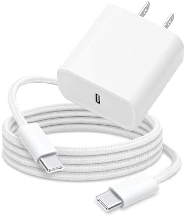 20 W Dual Pack Fast Charger for Apple Devices – Ultimate Rapid Power Solution for i Phone 16, Air Pods Pro 2 nd Gen, i Pad 11 A16 & More – Durable USB Type C Woven Cable for Home & Travel Efficiency