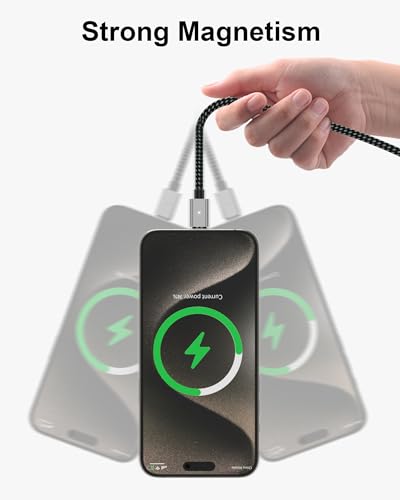 ZBF 100 W USB-C Magnetic Charging Cable – High-Speed 5 A Power Delivery & 480 Mbps Data Transfer | Versatile 5 ft & 6.6 ft Lengths | Effortless Magnetic Connection for i Phone 16/15/14/13 Pro Max, Mac Book Pro, i Pad, Galaxy S22 | Durable Design for Ultimate Convenience and Seamless Charging Experience