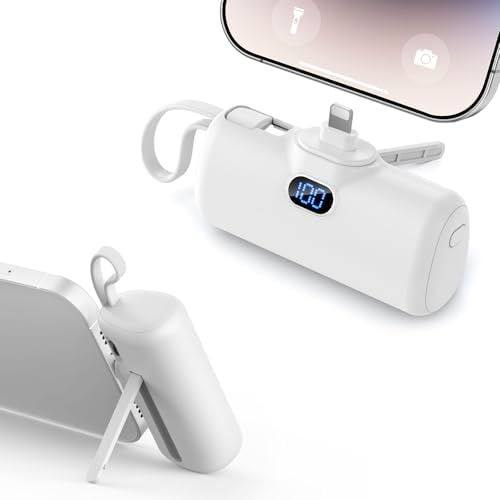 Compact 5000 m Ah Mini Portable Charger for i Phone – Dual USB-C Charging Power Bank with LED Battery Indicator – Ultimate Travel Essential for i Phone 14/13/12/11 & Android Devices – Reliable Backup Power Solution for On-the-Go Connectivity