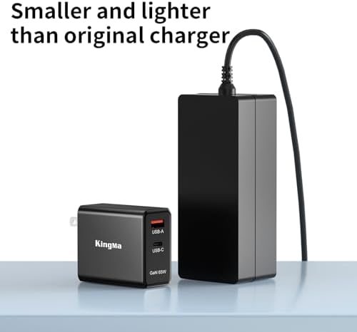 Power Up Anywhere: King Ma 65 W Ga N USB-C Charger with Dual Ports & 1.8 m Fast Charging Cable – Ultimate Adapter for ASUS Vivobook Pro15 & X1502 Z – Compact, Efficient Charging Solution for Home, Office, and Travel Use