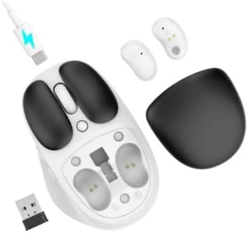 TMICE W2 Bluetooth 5.0 Wireless Mouse & Earphone Combo – Ergonomic Design with 5 Adjustable DPI Settings, Up to 60 Hours Battery Life, Sleek Black Finish for Enhanced Productivity and Seamless Connectivity