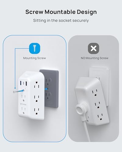 Maximize Your Charging Potential with the TROND Surge Protector Outlet Extender – 5-Outlet Power Strip with 3 USB Ports (1 USB-C) and ON/OFF Switch for Safe, Efficient Device Management at Home, Office, or On-the-Go – Ideal Multi Plug Expander with Enhanced Surge Protection and Space-Saving Design