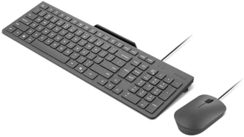 Lenovo 300 USB Wired Keyboard – Ergonomic Full-Size Design with Adjustable Tilt for Ultimate Comfort, Spill-Resistant & Compatible with Windows 7/8/10 – Enhance Your Typing Experience with Reliable Performance and Sleek Black Finish