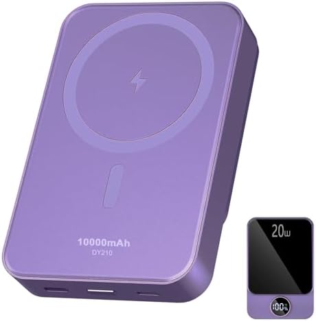 Magnetic Power Bank 10000 m Ah with PD 20 W Fast Charging – Ultra-Compact Portable Charger Compatible with Mag Safe for i Phone 12/13/14/15/16 Pro/Pro Max, Samsung, and Android Devices – Rapid Charging Solution for On-the-Go Power Needs