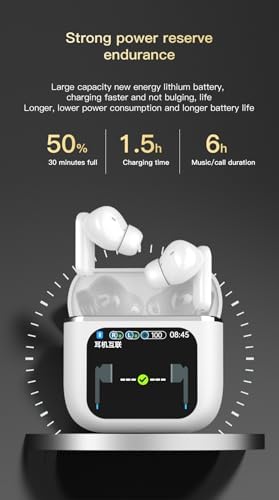 Revolutionize Your Sound Journey with Bluetooth 5.4 Wireless Earbuds – Touch Control, IPX5 Waterproof, and 50-Hour Battery Life – Immerse in Deep Bass Stereo Audio with Built-in Mic for Crystal Clear Calls – Ideal for Active Lifestyles and Music Aficionados – Sleek White Design Compatible with i OS, Android, Tablets, and Laptops