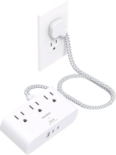 HANYCONY Ultra Thin Flat Plug Power Strip – 6 Ft Extension Cord with 3 Outlets & 3 USB Ports (2 USB-C) for Travel, Dorms & Cruise Ships – Space-Saving Multi Plug Outlet Extender for Fast Charging & Enhanced Device Compatibility