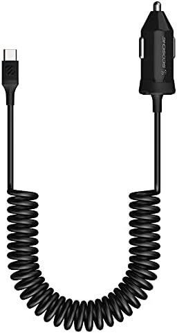 Scosche CPDC203 Power Volt 20 W Fast Car Charger with 3-Foot Adjustable Coiled Cable – Universal USB-C Compatibility, Power Delivery 3.0 for Rapid Charging of Smartphones, Tablets, and More – Compact and Efficient Travel Accessory