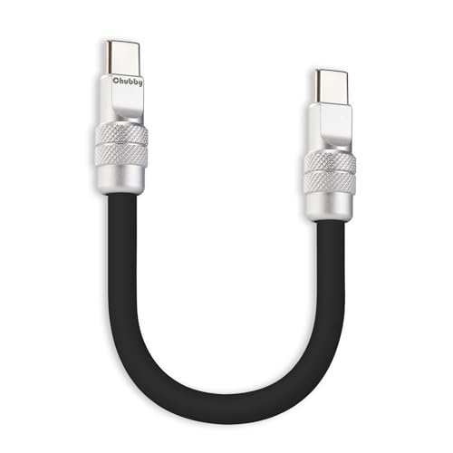 chubbycable Cute Chubby – 240W Short USB-C Cable Power Bank Fast Charging Cable Silicone Charger Cord Compatible with iPhone 16/15 Series, Desert Titanium+Desert Titanium, Type-C to Type-C, 20 inch – Enhanced Compatibility and Speed
