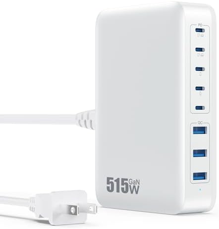 200 W Ga N III USB C Charging Hub – 6-Port Fast Charging Station for Laptops and Devices – PD 65 W Compatible with Mac Book Pro, i Pad, i Phone 15/16, Galaxy S23/S24, Steam Deck & More – Ultimate Universal Charger for Home, Office & Travel
