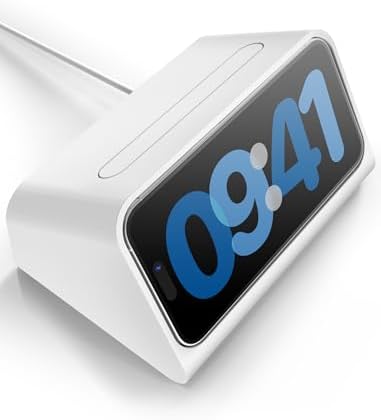 TOPGO Mag Safe-Compatible i Phone Charging Dock with Integrated Alarm Clock – Sleek Bedside Stand for i Phone 16, 15, and 14 Models – Fast Wireless Charging Station for Clutter-Free Nightstand Organization and Effortless Device Management