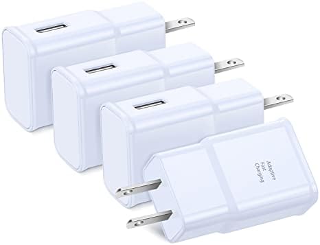 Qihop Adaptive Fast Charging USB Wall Charger 4-Pack – Ultra-Compact Travel Adapter for Samsung Galaxy & i Phone – High-Speed Power Delivery with Enhanced Safety Features for On-the-Go Charging Efficiency