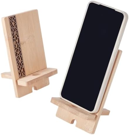 OLYCRAFT Premium Wooden Smartphone Holder – Elegant Portable Desk Stand for Universal Phone Compatibility with Integrated Cable Management – Perfect for Office, Home, and Travel Use – Enhance Your Workspace Aesthetics and Functionality with Natural Wood Design