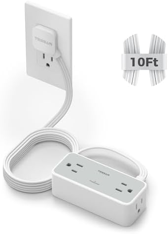 TESSAN 5 FT Flat Plug Extension Cord with 4 AC Outlets, 1 USB-C & 2 USB-A Ports – 900 Joules Surge Protector Power Strip for Home Office & Dorm Room – Maximize Charging Efficiency & Space Savings with Versatile Power Accessory
