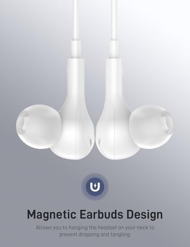 Transform Your Sound Experience with i Mangoo MFi-Certified Lightning Wired Earbuds – Magnetic In-Ear Headphones Featuring Exceptional Hi-Fi Bass, Customizable Comfort with 3 Ear Tip Sizes, and Advanced Noise Isolation Technology for i Phone 14 Plus, 13, 12, 11 Pro Max – Ideal for Active Lifestyles, Daily Routines, and Relaxation Moments