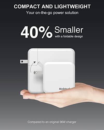 Nekteck 100 W Ga N USB-C Fast Charger – Tri-Port Wall Charger with PD 3.0 & QC 3.0 for Rapid Charging of Mac Book Pro/Air, i Phone 16/15/14, i Pad, Galaxy S25/S24, Pixel Book, Steam Deck, and More – Compact, Foldable Design for Ultimate Portability and Versatile Compatibility