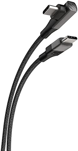Scosche Strikeline 6 ft Premium USB-C Right-Angle Braided Charging Cable – Fast Charge & Sync for Enhanced Device Compatibility – Sleek White/Silver Design for Gamers & Professionals