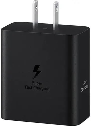 SAMSUNG 50 W Dual-Port Wall Charger – Ultra-Fast Charging 2.0 for USB Type C Devices, Energy-Saving Power Adapter with Essential Cable, Sleek Black Design, Ideal for Mobile Professionals and Frequent Travelers Seeking Efficient Power Solutions