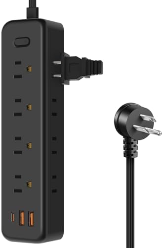 Cruise Ship Power Solutions: 30 W USB C Travel Power Strip with 5 Ft Flat Extension Cord, 4 Outlets & 3 USB Ports (2 USB-C) – Compact, Lightweight Design for Seamless Charging on Cruises and Beyond