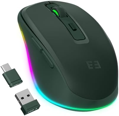 Illuminate Your Workspace with the seenda Light-Up Wireless Mouse Featuring Built-In Jiggler – USB-C & USB Receiver for Mac Book, i Pad, and Windows Devices – Ergonomic Design for Enhanced Comfort and Productivity