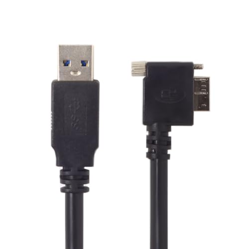 Chenyang 90-Degree Micro USB 3.0 Cable – Type A Male to Micro B Male, 3 M High-Speed Connector for Industrial Cameras & Devices, Enhanced Durability with Mount Panel Screws, Perfect for Tight Spaces and Optimal Cable Management