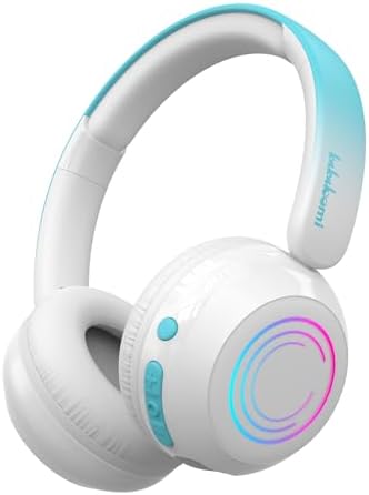 Vibrant LED Bluetooth Headphones for Kids – Lightweight, Hearing-Safe Design with Adjustable Volume Limits, Built-in Microphone, and Ultimate Comfort for School, Travel, and Home – Compatible with Tablets and Smartphones