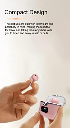 Sleek Pink Bluetooth 5.2 Earbuds – Waterproof IPX7 Wireless Headphones with USB-C Charging Case and LCD Battery Display, Hands-Free Microphone for Enhanced Audio on Android & i OS Devices