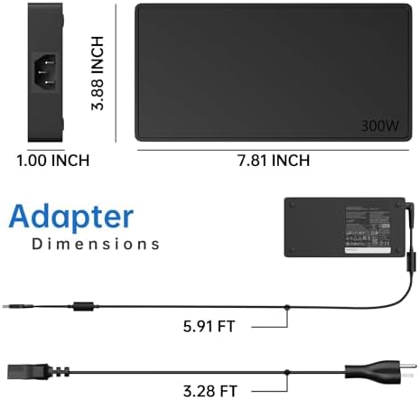Ultra-Reliable 300 W Lenovo Laptop Charger – High-Performance Power Adapter with 20 V 15 A Output for Legion & Think Pad Series – Enhanced Compatibility, Anti-Interference Technology, and Durable Design for Gamers and Professionals – Slim Yellow Tip Connector with Long-Lasting Cables for Seamless Connectivity and Performance