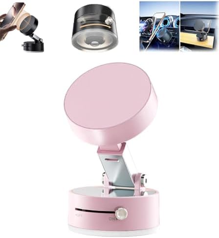 Revolutionary Foldable Magnetic Vacuum Phone Holder – 360° Electric Suction Car Mount & Dual-Sided Swivel Stand for Effortless Hands-Free Use in Car, Gym, Kitchen – Stylish Pink Finish for Ultimate Compatibility and Portability