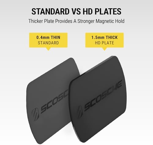 Scosche MRK2 PK-UB Universal Magnetic Phone Mount Metal Plate Kit – Essential Replacement for Secure Smartphone Holding in Vehicles – Enhanced Compatibility with All Devices & Cases – Pack of 2 Durable, Sleek Black Plates for Effortless Installation and Reliable Hands-Free Navigation