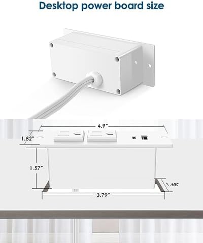 Recessed Power Strip with USB C PD Fast Charging – 30 W Flush Mount Desk Outlet for Space-Saving Convenience, 2 AC Outlets & 2 USB Ports, 6 ft Cord, Ultra Thin Flat Plug for Tidy Workspaces – Perfect for Home Offices and Multi-Device Charging Solutions