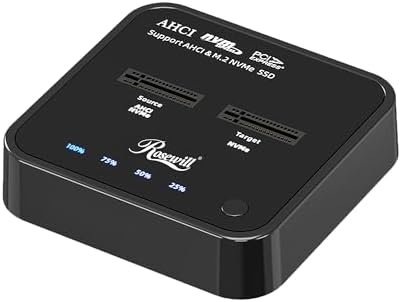 Rosewill M.2 Cloner Docking Station – Dual Bay 20 Gbps USB3.2 Gen 2 X2 Adapter for Effortless SSD Duplication and Offline Cloning – Tool-Free NVMe Enclosure for Seamless Data Management and Enhanced Compatibility